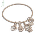 Lucky Charm Bracelet Opening Bangle Sterling Silver