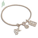 Peace Love Bracelet Opening Bangle Sterling Silver