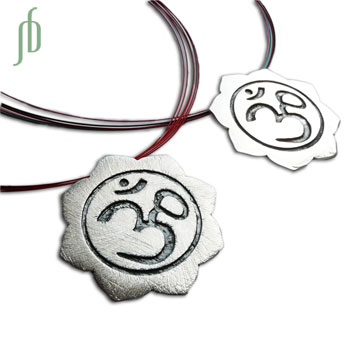 Om Lotus Necklace Brushed Matte 17 Inches color with Silver Clasp  SALE