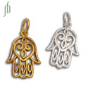 Hamsa Charm Cut-out Silver or Gold w/ 5 mm jump ring