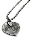 Bodhi Leaf Necklace 16 to 17 Inches  Adjustable Sterling Silver