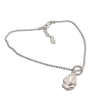 Ganesh Anklet Sterling Silver 9 to 10 inches adjustable