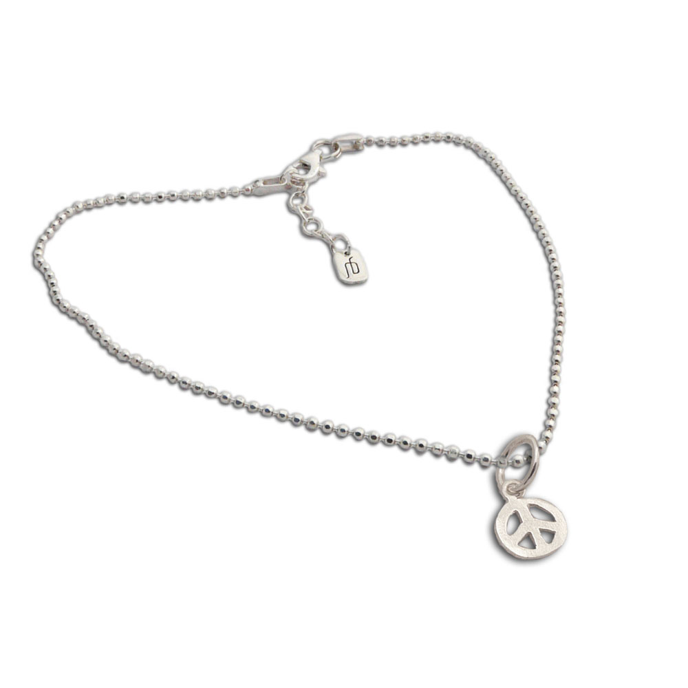 Shanti Boutique Peace Charm on Sterling Silver Necklace 16-17 adjustable