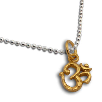 Gold Plated Om Charm on Necklace Sterling Silver 16 to 17 inches adjustable #2