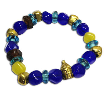 Buddha Mala Bracelet Recycled Glass and Brass #4