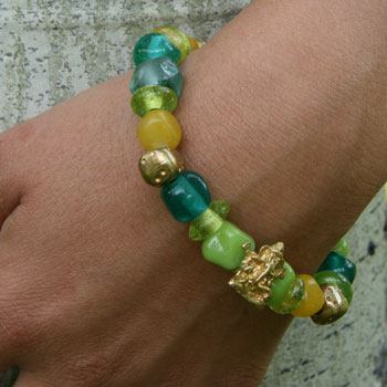 Ganesh Mala Bracelet Recycled Glass and Brass #2
