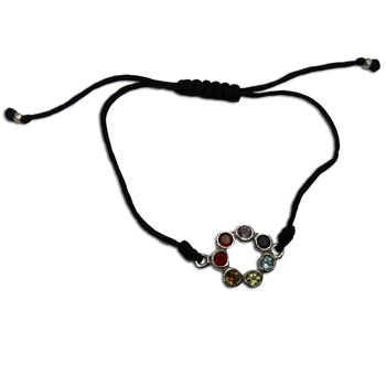 Chakra Bracelet Circle of Happiness with seven gemstones Adjustable #1
