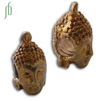 Buddha Head Bead Recycled Brass