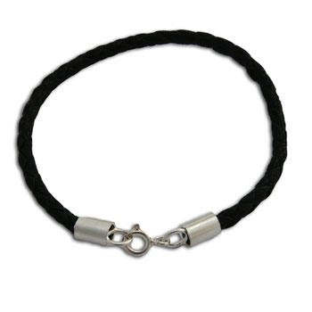 Leather Bracelet with Sterling Caps