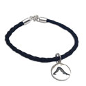 Yoga Dog Pose Bracelet Sterling Silver and Leather Style
