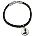 Tree Pose Pendant Bracelet  Sterling Silver and Leather-style