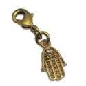 Protection Hamsa Charm with Spring Clasp Recycled Brass