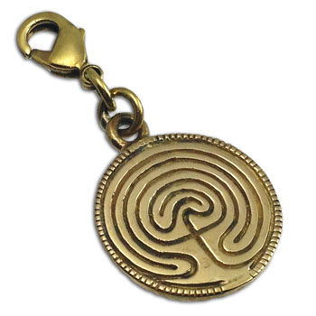 Labyrinth Charm Gold-tone Recycled Brass