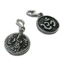 Double sided Om and Ganesh Charm with Spring Clasp Silver
