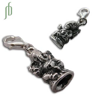 Tiny Ganesh Charm Ganesh Statue Charm with Spring Clasp Silver