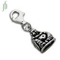 Happy Laughing Buddha Statue Charm with Spring Clasp Silver