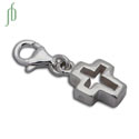 Charmas Cut out Cross Charm with Spring Clasp Silver