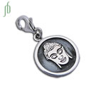 Charmas Buddha Portrait Charm with Spring Clasp Silver