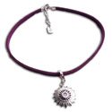 Crown Chakra Anklet Purple Adjustable Sterling Silver and Faux Suede