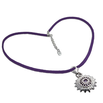 Crown Chakra Necklace Purple 16 to 17 Inches Adjustable Sterling Silver and faux suede #2