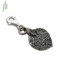 Bodhi Leaf Charm with spring clasp Silver