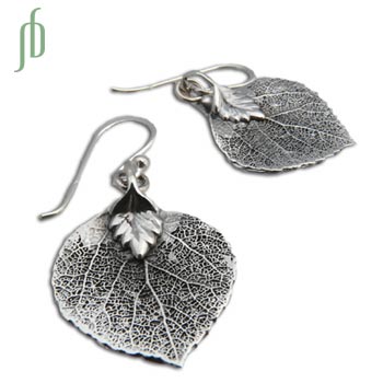Bodhi Leaf Earrings, Pipal Leaf Earrings Sterling Silver
