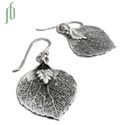 Bodhi Leaf Earrings, Pipal Leaf Earrings Sterling Silver