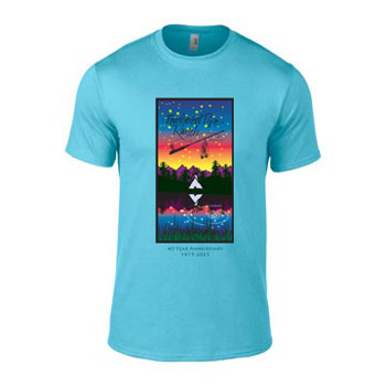 Feathered Pipe T-shirt Short Sleeve Unisex 40th Anniversary Caribbean Blue