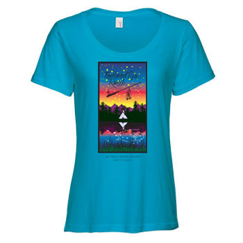 Feathered Pipe T-shirt Short Sleeve Women's 40th Anniversary Caribbean Blue