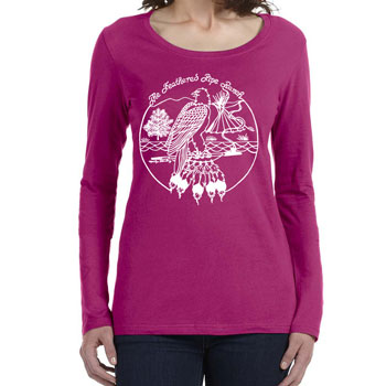Feathered Pipe Ranch T-shirt Long Sleeve Women's Retro Raspberry