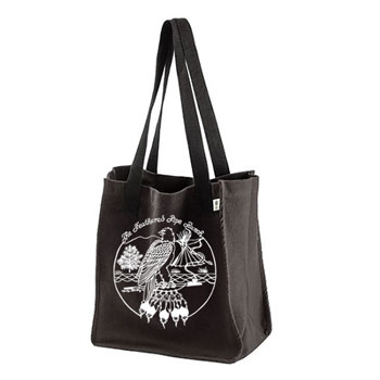 Feathered Pipe Ranch Tote ORGANIC Canvas Black Retro Design