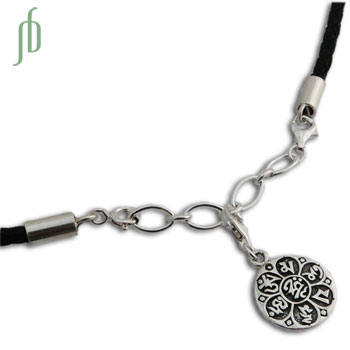 Om Mani Padme Hum Leather Charmas Necklace