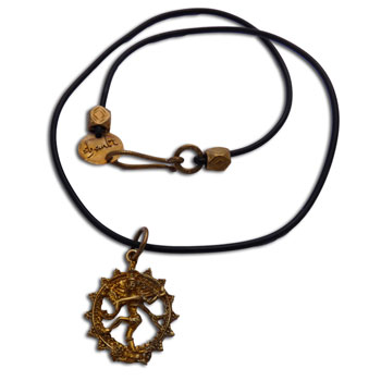 Shiva Nataraja Rubber Necklace Recycled Brass 18 Inch #1