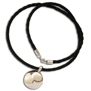 Flowing Yin Yang Necklace Sterling Silver and Leather 20 Inches