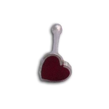 Silver Nose Bone Red Heart