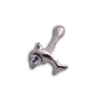Silver  Nose Stud Dolphin clear