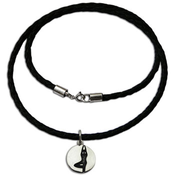 Tree Pose Necklace Sterling Silver and Leather style