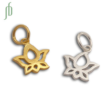 Tiny Lotus Charm Sterling Silver or Gold Wash