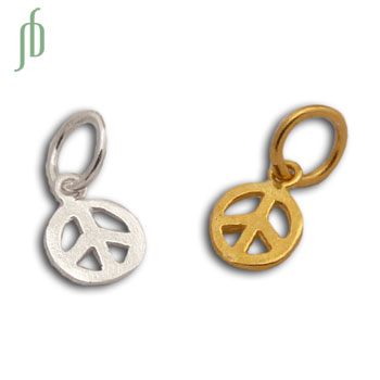 Tiny Peace Sign Charm Sterling Silver or Gold Wash