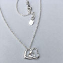 Double Hearts Necklace Silver 40-42 cm