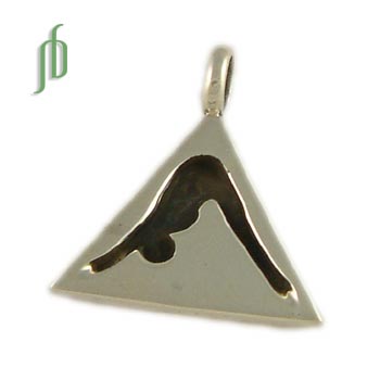 Dog Pose Pendant Triangle Tag Sterling Silver Yoga