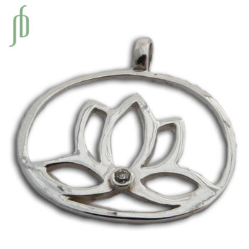 Enlightenment Lotus Pendant Shiny with CZ Sterling Silver