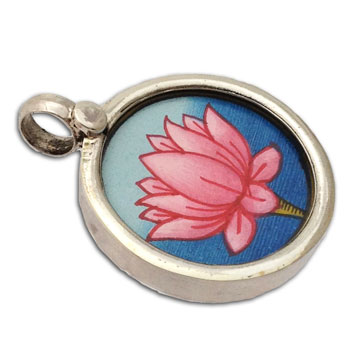 Lotus Painting Pendant Sterling Silver #3