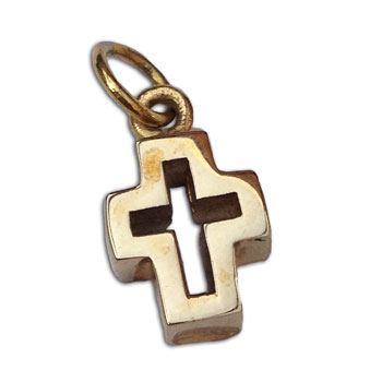 Cut-out Cross Charm Brass