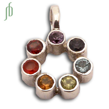 Mini Circle of Happiness Chakra Pendant Sterling Silver Gemstones