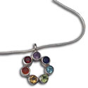 Charka Necklace: Circle of Happiness Sterling Silver & Semi-precious gemstones 16" 40 cm