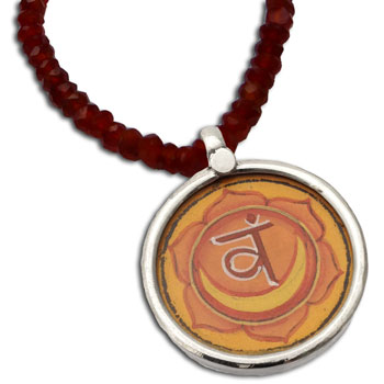 Sacral Chakra Painting Carnelian Necklace 18 inch #2