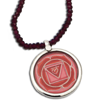 Root Chakra Painting Garnet Necklace #2