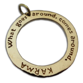 Karma Pendant What Goes Around Comes Around Brass