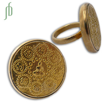 Om Mani Padme Hum Buddha Ring Adjustable Recycled Brass